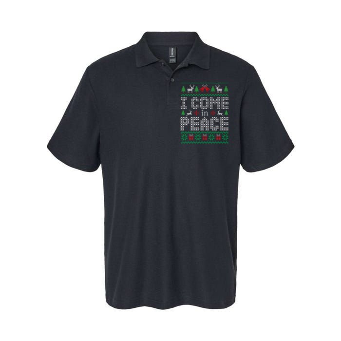 Funny I Come In Peace Couple Matching Ugly Christmas Sweater Softstyle Adult Sport Polo