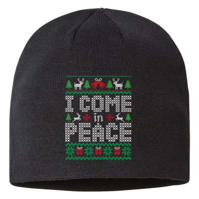 Funny I Come In Peace Couple Matching Ugly Christmas Sweater Sustainable Beanie