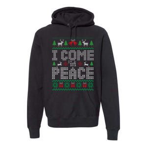 Funny I Come In Peace Couple Matching Ugly Christmas Sweater Premium Hoodie