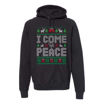 Funny I Come In Peace Couple Matching Ugly Christmas Sweater Premium Hoodie