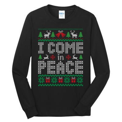 Funny I Come In Peace Couple Matching Ugly Christmas Sweater Tall Long Sleeve T-Shirt