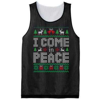 Funny I Come In Peace Couple Matching Ugly Christmas Sweater Mesh Reversible Basketball Jersey Tank