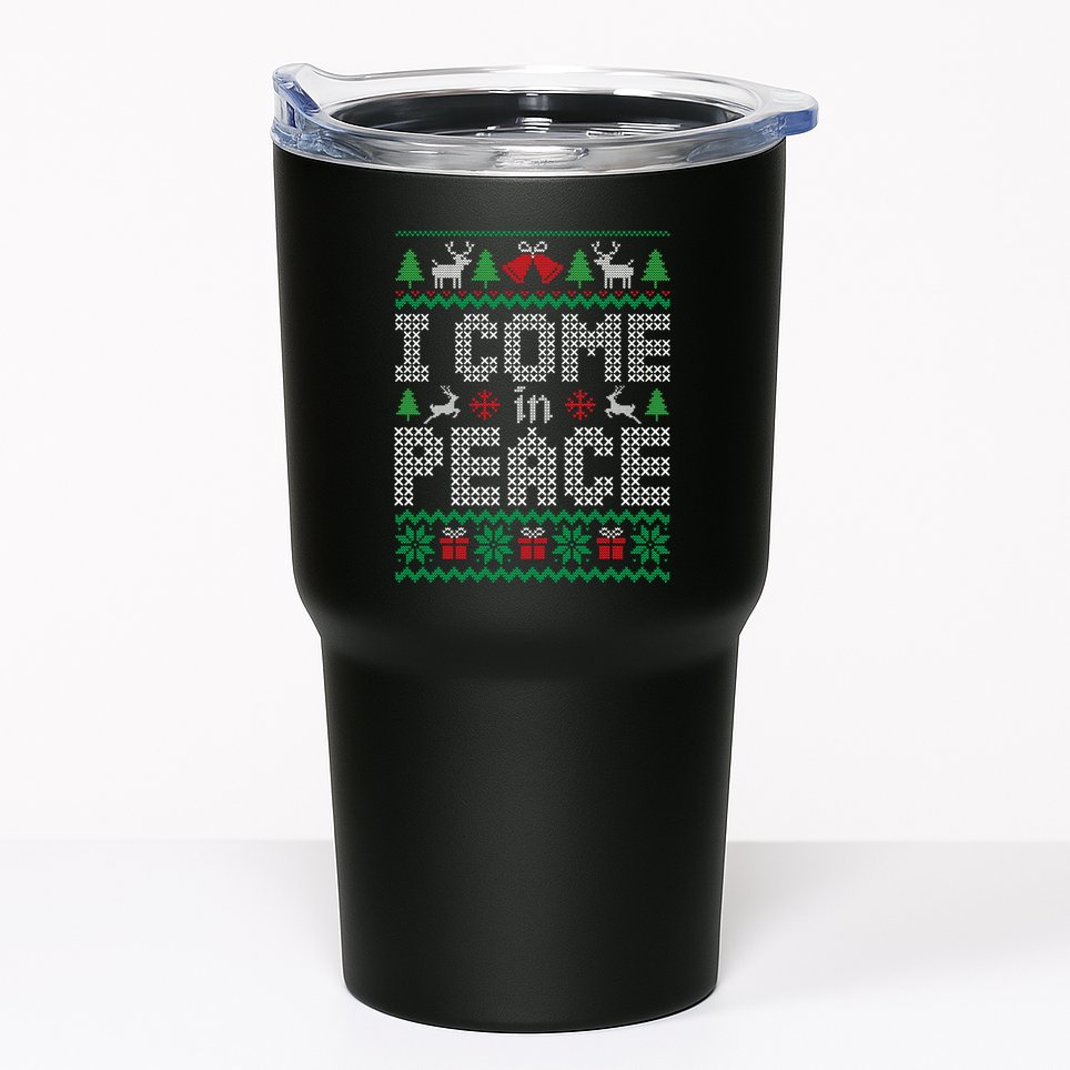 Funny I Come In Peace Couple Matching Ugly Christmas Sweater Tumbler