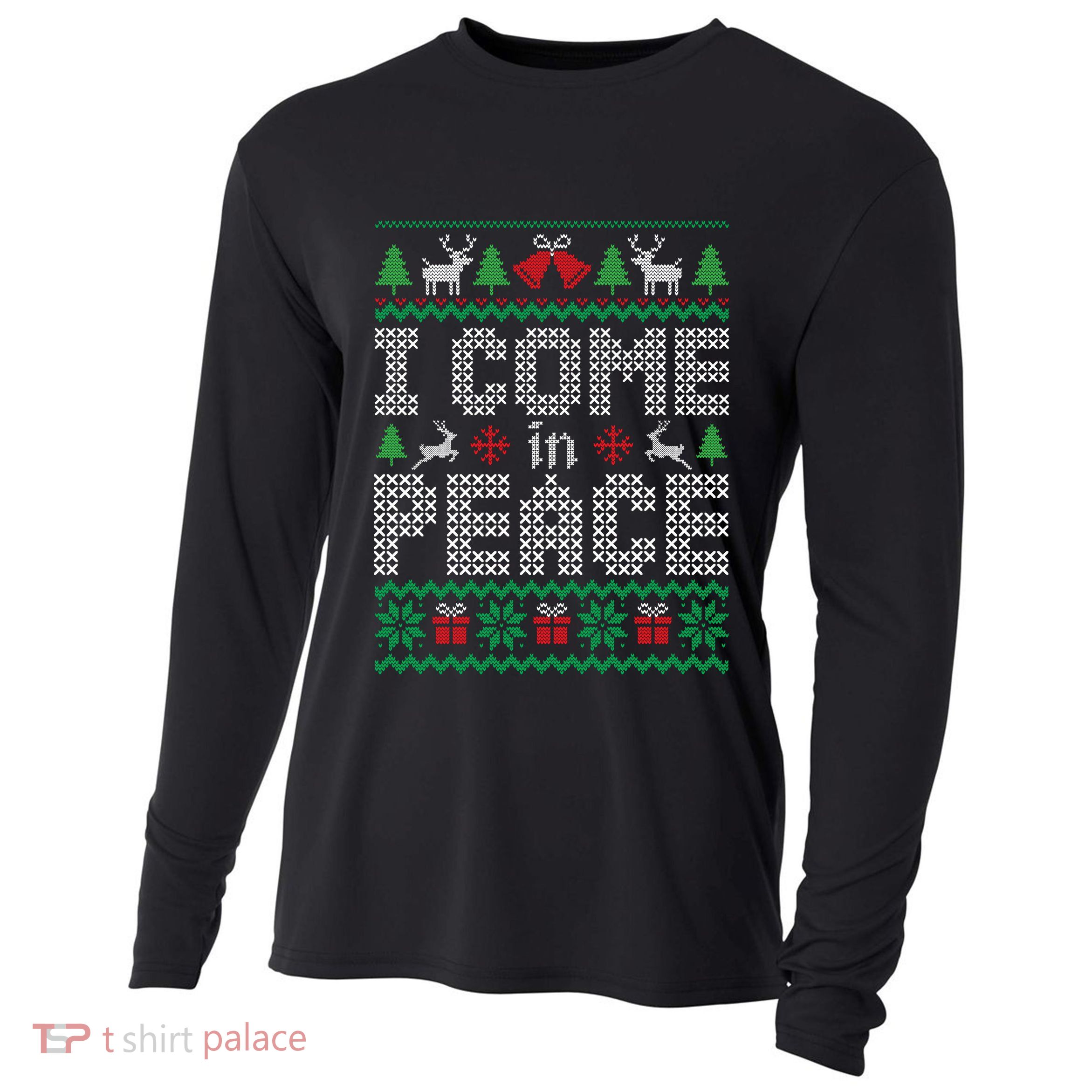 Funny I Come In Peace Couple Matching Ugly Christmas Sweater Cooling Performance Long Sleeve Crew