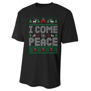 Funny I Come In Peace Couple Matching Ugly Christmas Sweater Performance Sprint T-Shirt