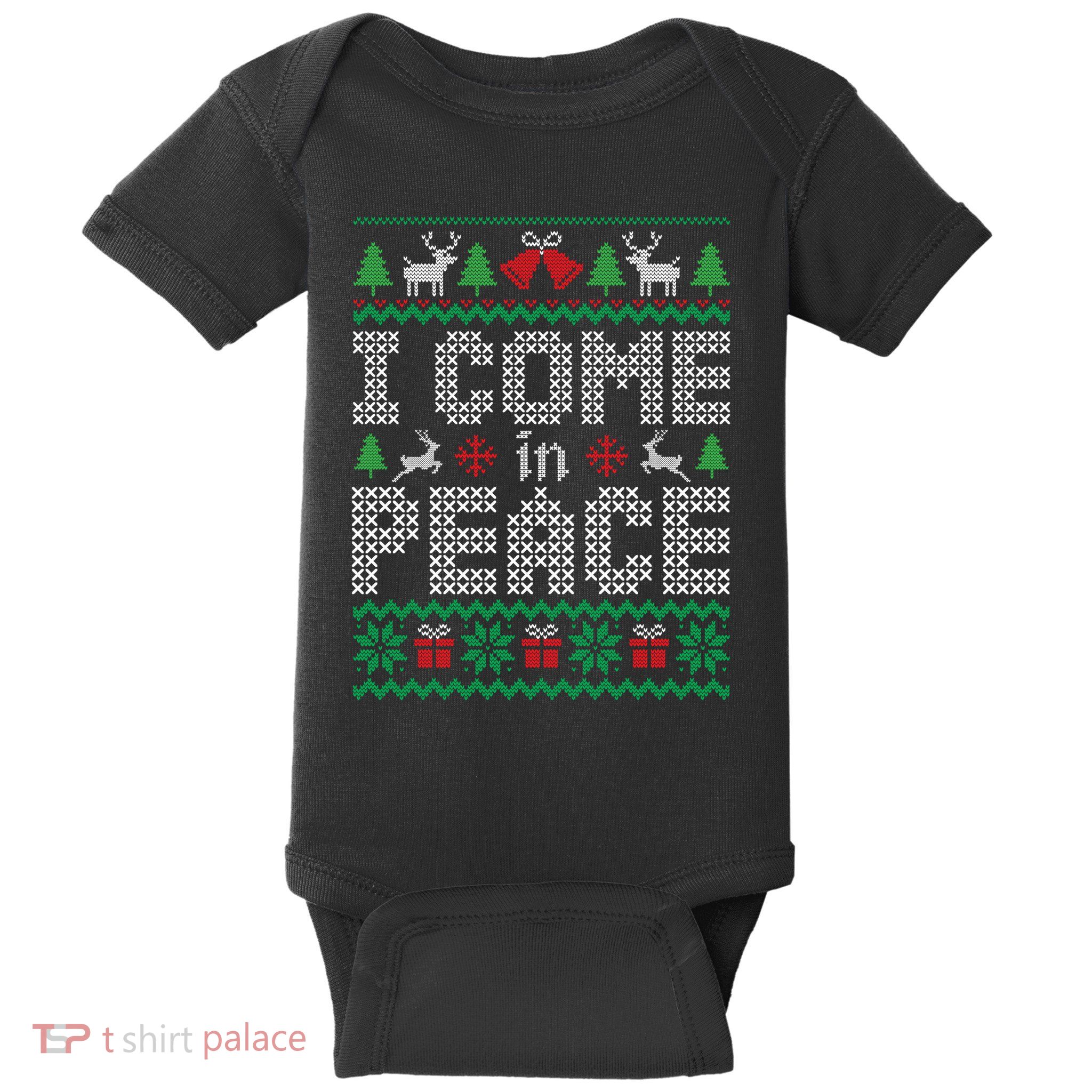 Funny I Come In Peace Couple Matching Ugly Christmas Sweater Baby Bodysuit