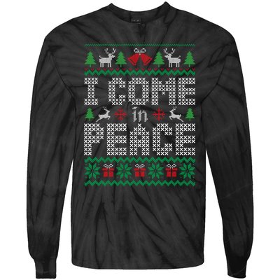 Funny I Come In Peace Couple Matching Ugly Christmas Sweater Tie-Dye Long Sleeve Shirt