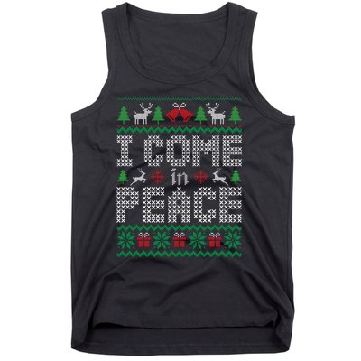 Funny I Come In Peace Couple Matching Ugly Christmas Sweater Tank Top