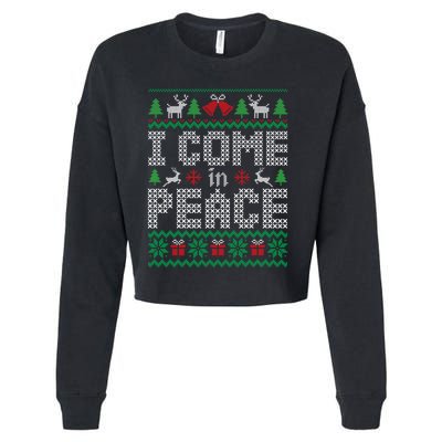 Funny I Come In Peace Couple Matching Ugly Christmas Sweater Cropped Pullover Crew