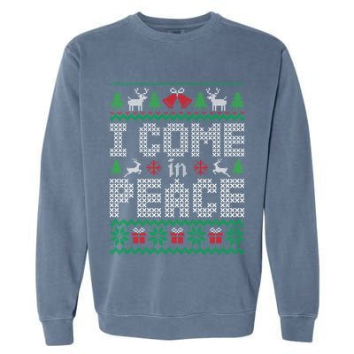 Funny I Come In Peace Couple Matching Ugly Christmas Sweater Garment-Dyed Sweatshirt