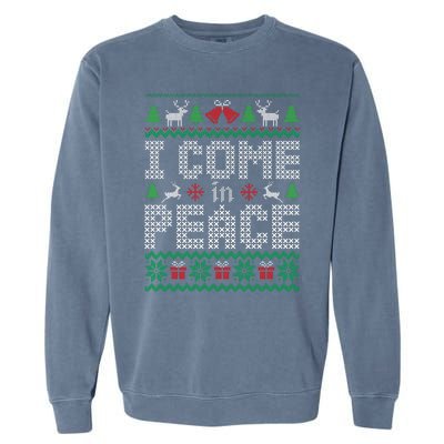 Funny I Come In Peace Couple Matching Ugly Christmas Sweater Garment-Dyed Sweatshirt