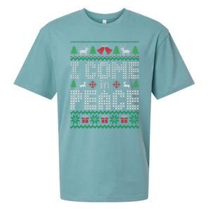 Funny I Come In Peace Couple Matching Ugly Christmas Sweater Sueded Cloud Jersey T-Shirt