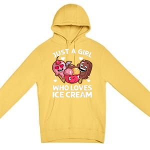 Funny Ice Cream Design For Women Girl Ice Cream Cone Lovers Premium Pullover Hoodie