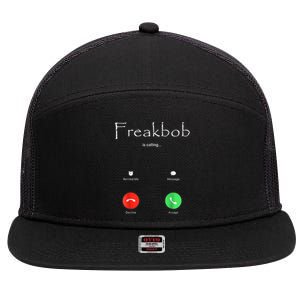 Freakbob Is Calling Freakabob Is Calling 7 Panel Mesh Trucker Snapback Hat