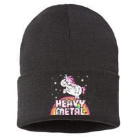 Funny Ironic Cool Unicorn Heavy Metal Music Festival Sustainable Knit Beanie