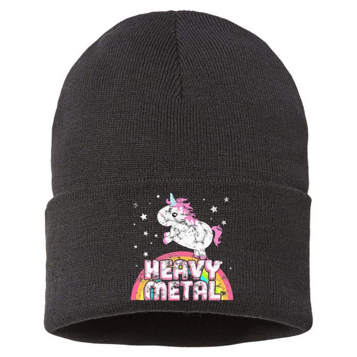 Funny Ironic Cool Unicorn Heavy Metal Music Festival Sustainable Knit Beanie