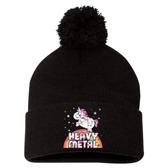 Funny Ironic Cool Unicorn Heavy Metal Music Festival Pom Pom 12in Knit Beanie