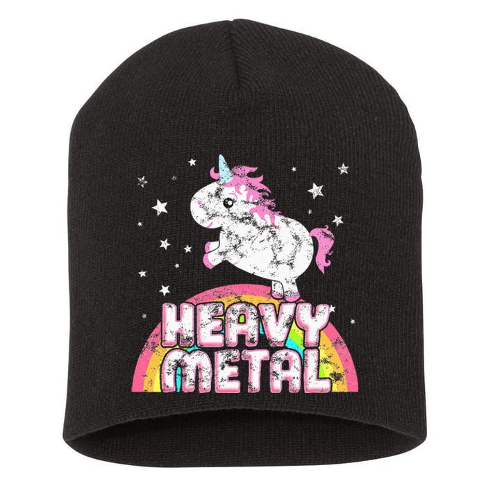 Funny Ironic Cool Unicorn Heavy Metal Music Festival Short Acrylic Beanie