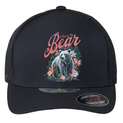 Floral I Choose The Bear Feminist Quote Flexfit Unipanel Trucker Cap