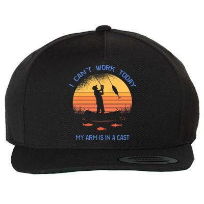 Fisherman, I can't work today my arm is in a cast, Funny Wool Snapback Cap