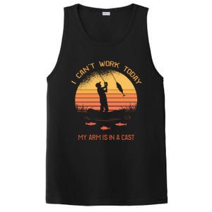 Fisher I Can't Work Today My Arm In A Cast Funny Fishing Meaningful Gift PosiCharge Competitor Tank