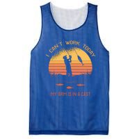 Fisher I Can't Work Today My Arm In A Cast Funny Fishing Meaningful Gift Mesh Reversible Basketball Jersey Tank