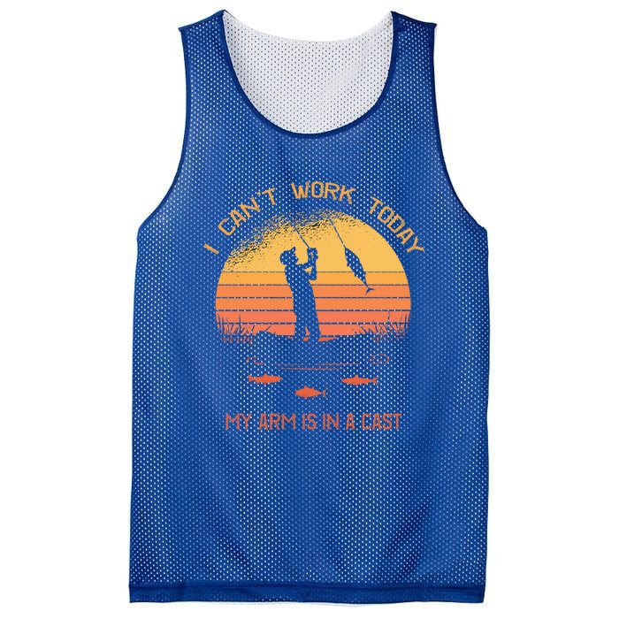 Fisher I Can't Work Today My Arm In A Cast Funny Fishing Meaningful Gift Mesh Reversible Basketball Jersey Tank