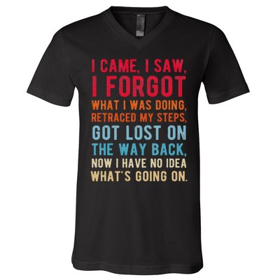 Funny I Came I Saw I Forgot What I Was Doing Got Lost V-Neck T-Shirt