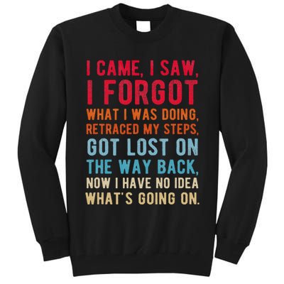 Funny I Came I Saw I Forgot What I Was Doing Got Lost Tall Sweatshirt