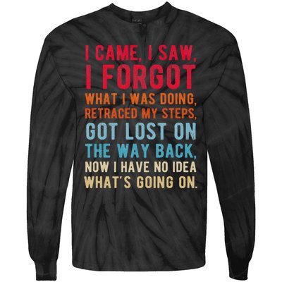 Funny I Came I Saw I Forgot What I Was Doing Got Lost Tie-Dye Long Sleeve Shirt
