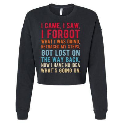Funny I Came I Saw I Forgot What I Was Doing Got Lost Cropped Pullover Crew