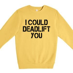 Funny I Could Deadlift You Gift Funny Gym Fitness Workout Gift Premium Crewneck Sweatshirt