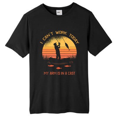 Funny I Can't Work Today My Arm Is In A Cast Shirt Funny Fly Fishing Meme Shirt Tall Fusion ChromaSoft Performance T-Shirt