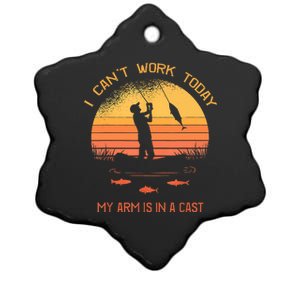 Funny I Can't Work Today My Arm Is In A Cast Shirt Funny Fly Fishing Meme Shirt Ceramic Star Ornament