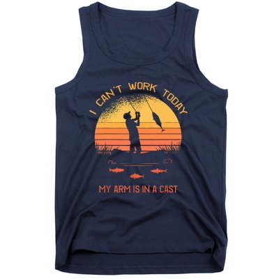 Funny I Can't Work Today My Arm Is In A Cast Shirt Funny Fly Fishing Meme Shirt Tank Top