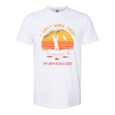 Funny I Can't Work Today My Arm Is In A Cast Shirt Funny Fly Fishing Meme Shirt Softstyle CVC T-Shirt