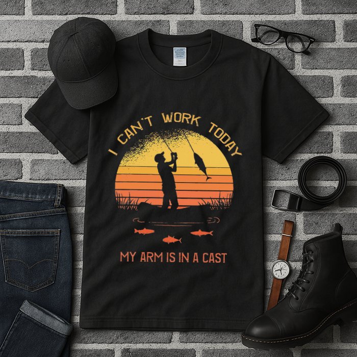 Fisherman I CanT Work Today My Arm Is In A Cast Funny Tall T-Shirt