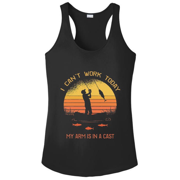Fisherman I CanT Work Today My Arm Is In A Cast Funny Ladies PosiCharge Competitor Racerback Tank