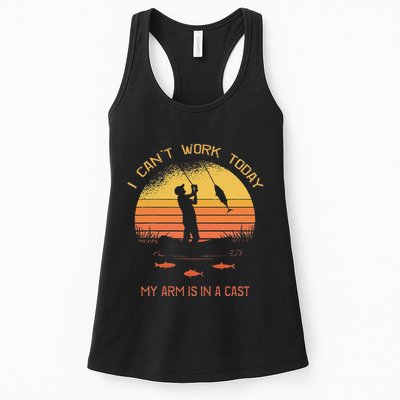 Fisherman I CanT Work Today My Arm Is In A Cast Funny Womens Tank Top