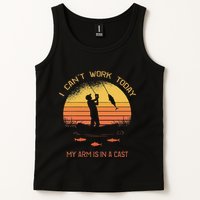 Fisherman I CanT Work Today My Arm Is In A Cast Funny Tank Top