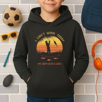 Fisherman I CanT Work Today My Arm Is In A Cast Funny Kids Hoodie