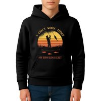Fisherman I CanT Work Today My Arm Is In A Cast Funny Kids Hoodie
