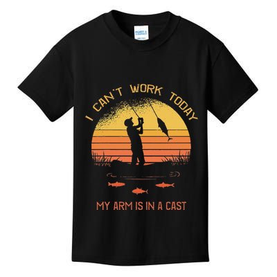 Fisherman I CanT Work Today My Arm Is In A Cast Funny Kids T-Shirt