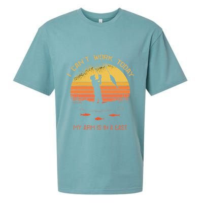 Fisherman I CanT Work Today My Arm Is In A Cast Funny Sueded Cloud Jersey T-Shirt