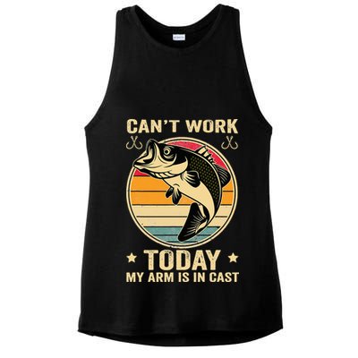 Fisherman, I can't work today my arm is in a cast, Funny Ladies PosiCharge Tri-Blend Wicking Tank