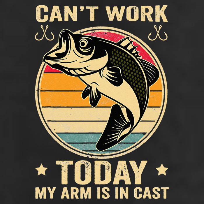Fisherman, I can't work today my arm is in a cast, Funny Cool Comfort Performance Bucket Hat