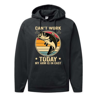 Fisherman, I can't work today my arm is in a cast, Funny Performance Fleece Hoodie