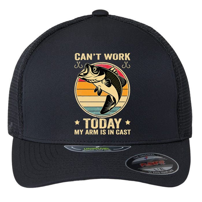 Fisherman, I can't work today my arm is in a cast, Funny Flexfit Unipanel Trucker Cap