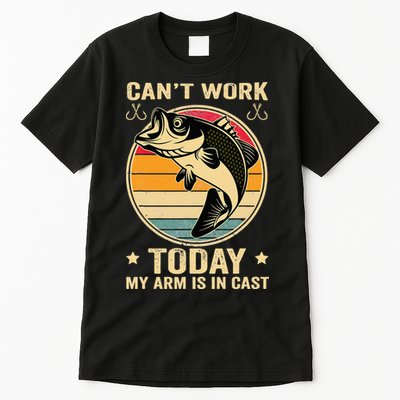 Fisherman, I can't work today my arm is in a cast, Funny Tall T-Shirt