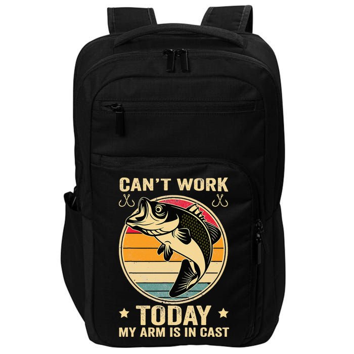 Fisherman, I can't work today my arm is in a cast, Funny Impact Tech Backpack